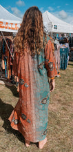 Load image into Gallery viewer, Embellished Kimono ~ Aqua &amp; Rust ~ Freesize
