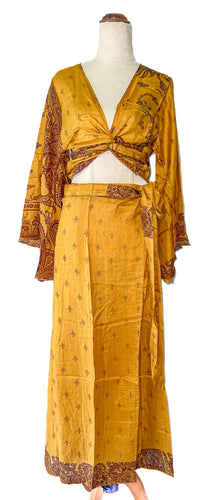 Luna Bell Skirt Co-Ord ~ Golden ~ 100% Silk