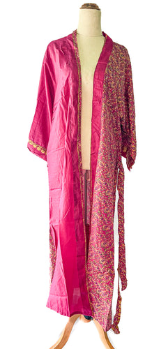 Esha Kimono ~ Pink Floral ~ 100% Silk