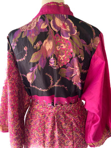 Esha Kimono ~ Pink Floral ~ 100% Silk