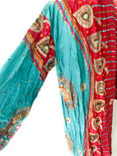 Load image into Gallery viewer, Embellished Kimono ~ Red &amp; Blue ~ Freesize