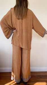 Navi Co-Ord ~ Orange Print ~ Free-size