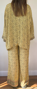 Navi Co-Ord ~ Yellow Print ~ Free-size