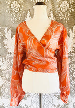 Load image into Gallery viewer, Juliet Top - 100% Silk - Orange Swirl - Free Size