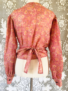 Juliet Top - 100% Silk - Rose Pink Floral - Free Size