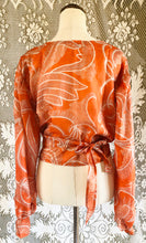 Load image into Gallery viewer, Juliet Top - 100% Silk - Orange Swirl - Free Size