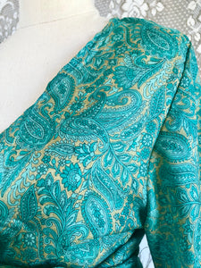 Luna Skirt Co-ord - 100% Silk - Teal Paisley - Freesize