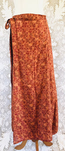 Layla Wrap Skirt - 100% Silk - Mix Orange Paisley - Free Size