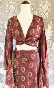 Luna Skirt Co-ord - 100% Silk - Burnt Red - Freesize
