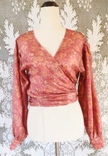 Load image into Gallery viewer, Juliet Top - 100% Silk - Rose Pink Floral - Free Size