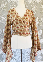 Load image into Gallery viewer, Luna Bell Top - 100% Silk - Beige &amp; Red - Free Size