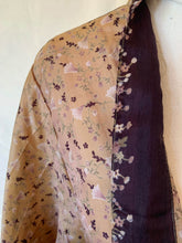 Load image into Gallery viewer, Esha Kimono - 100% Silk - Beige &amp; Plum Border - Free Size