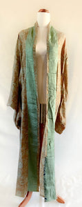 Eila Kimono - 100% Silk - Mix Green Print - Free Size (Second)
