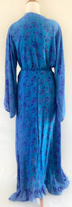 Anika Dress - 100% Silk - Blue Floral - S/M