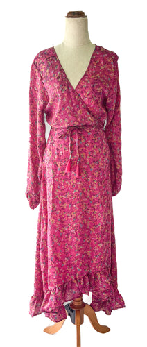 Anika Dress ~ 100% Silk ~ Fuschia Floral ~ S/M