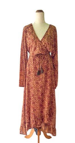 Anika Dress ~ 100% Silk ~ Earthy Paisley ~ M/L