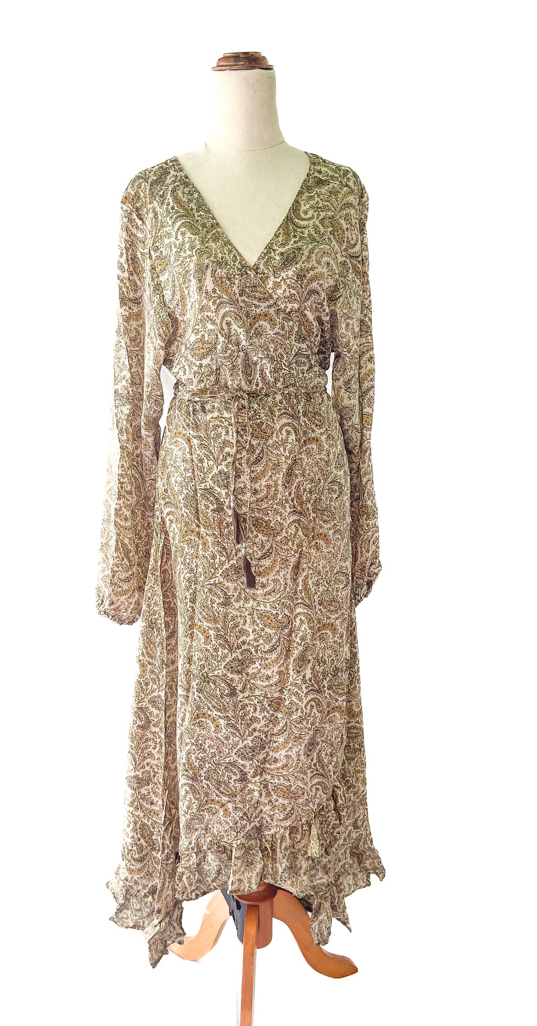 Anika Dress ~ 100% Silk ~ Natural Paisley ~ M/L