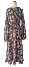 Load image into Gallery viewer, Anika Dress ~ 100% Silk ~ Charcoal Floral ~ S/M