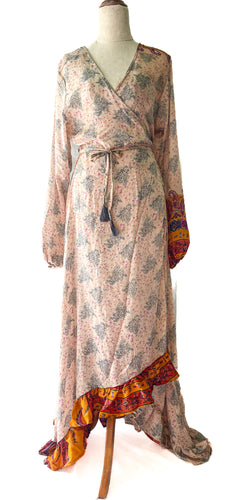 Anika Dress ~ 100% Silk ~ Pale Pink Floral ~ S/M