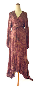 Anika Dress ~ 100% Silk ~ Burgundy Mottled ~ M/L