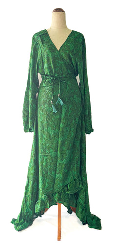 Anika Dress ~ 100% Silk ~ Green Mix ~ M/L