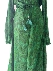 Anika Dress ~ 100% Silk ~ Green Mix ~ M/L