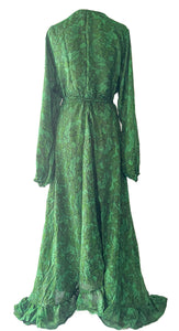 Anika Dress ~ 100% Silk ~ Green Mix ~ M/L